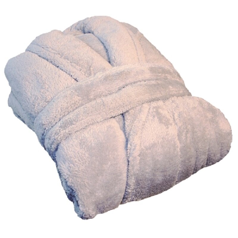 Microfaser Bademantel in Teddy-Plüsch-Qualität mit Schalkragen, 1 Stück M-silber - NEU -