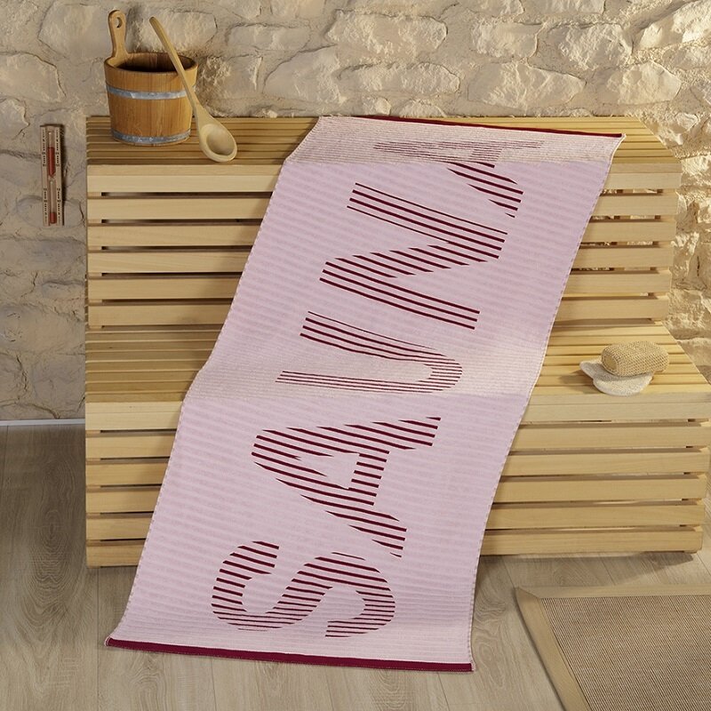Baumwolle Sauna Badetuch mit gewebten Schriftzug, 1 Stück