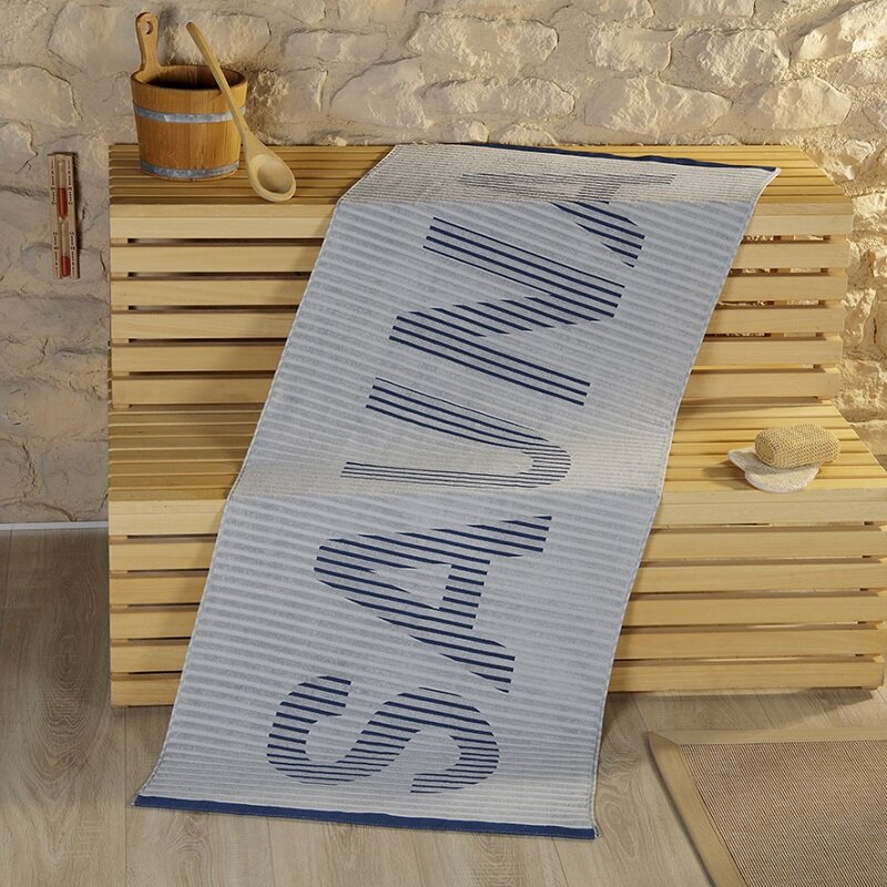 Baumwolle Sauna Badetuch mit gewebten Schriftzug, 1 Stück