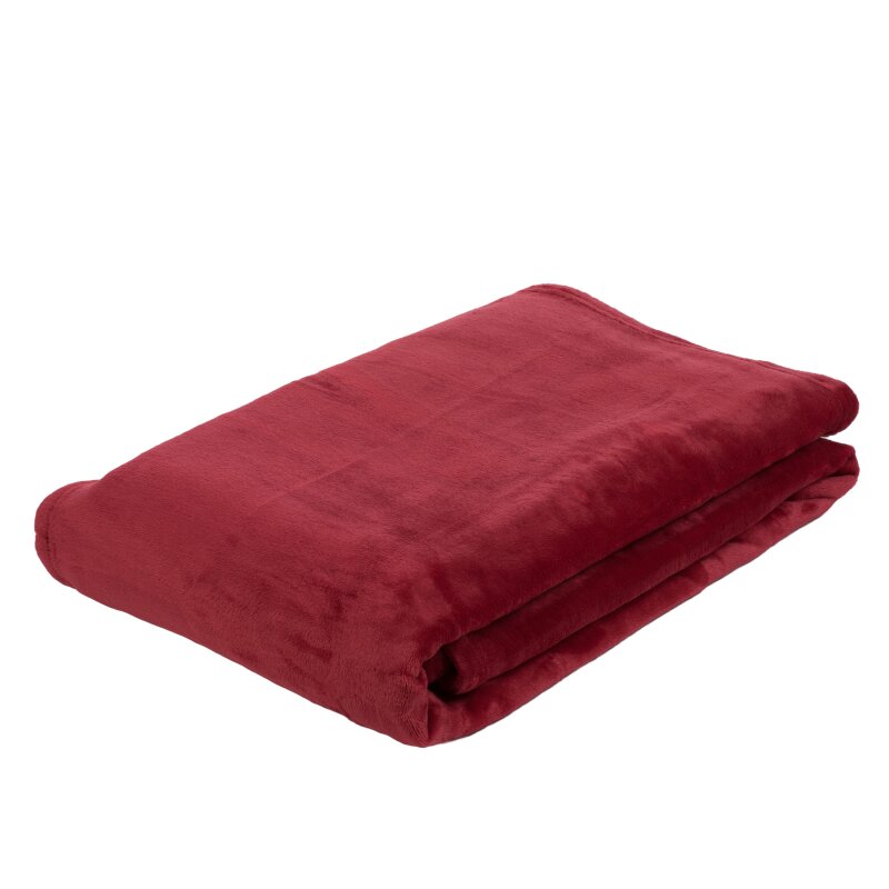 Microfaser Flausch-Plaid, in verschiedenen Größen und Farben ca. 180x220 cm-rot