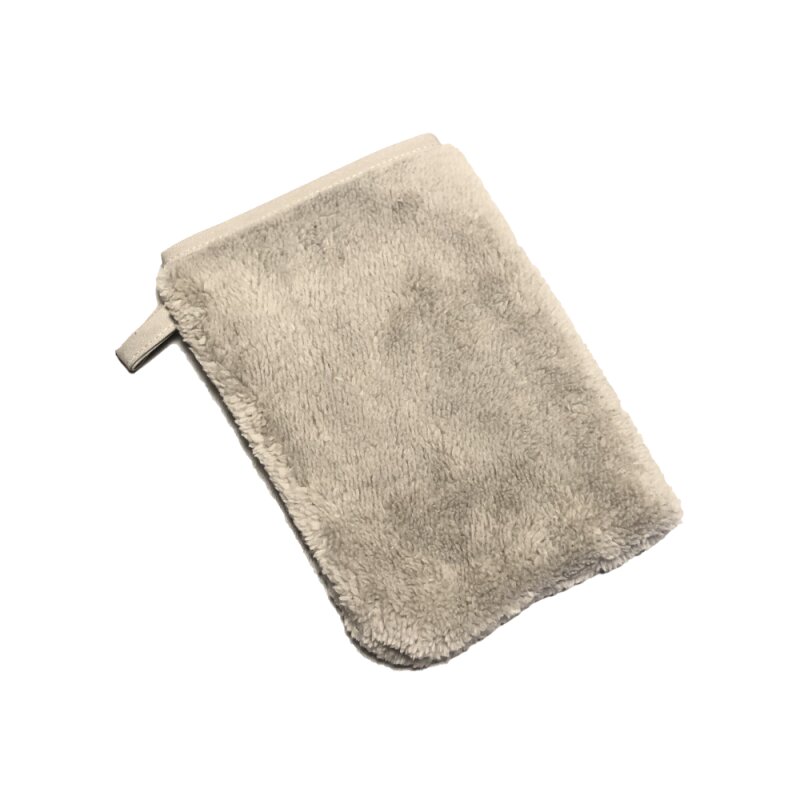Microfaser Waschhandschuh in Teddy-Plüsch-Qualität, 1 Stück grau