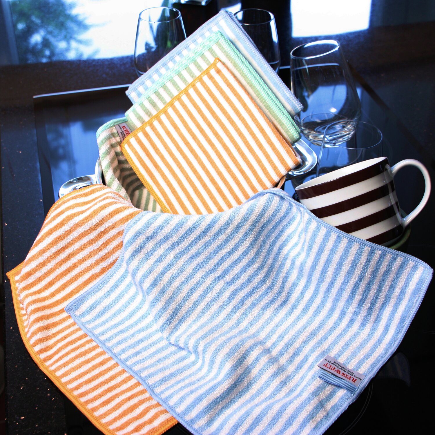 Microfaser Spültuch "Streifenhörnchen", 6er Set terra