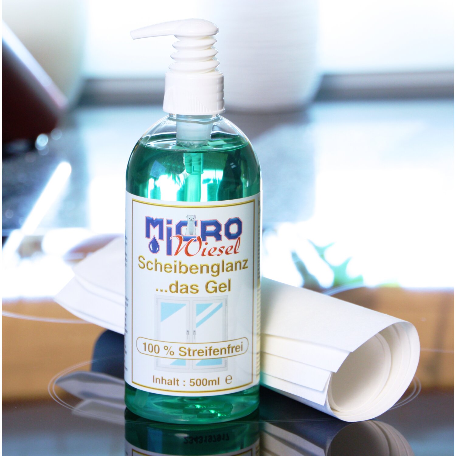 Microwiesel Scheibenglanz... das Gel, 500 ml mit passendem Microfasertuch