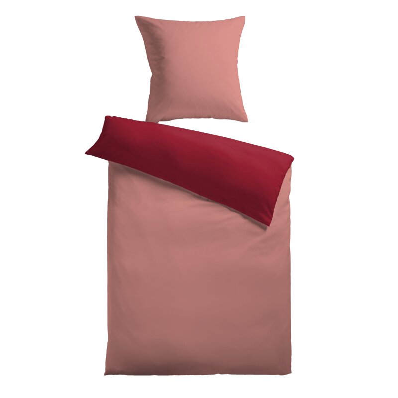 Microfaser Flausch Soft Wende- Bettwäsche, 2-teilig (ca. 80x80 cm + 135x200 cm) rosa/altrosa