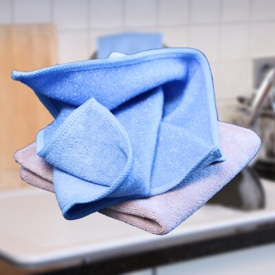 Reinwelt Microfaser Spezialtuch, ca. 30x30 cm, mit Schrubb- & Premiumseite, 1 Stück blau