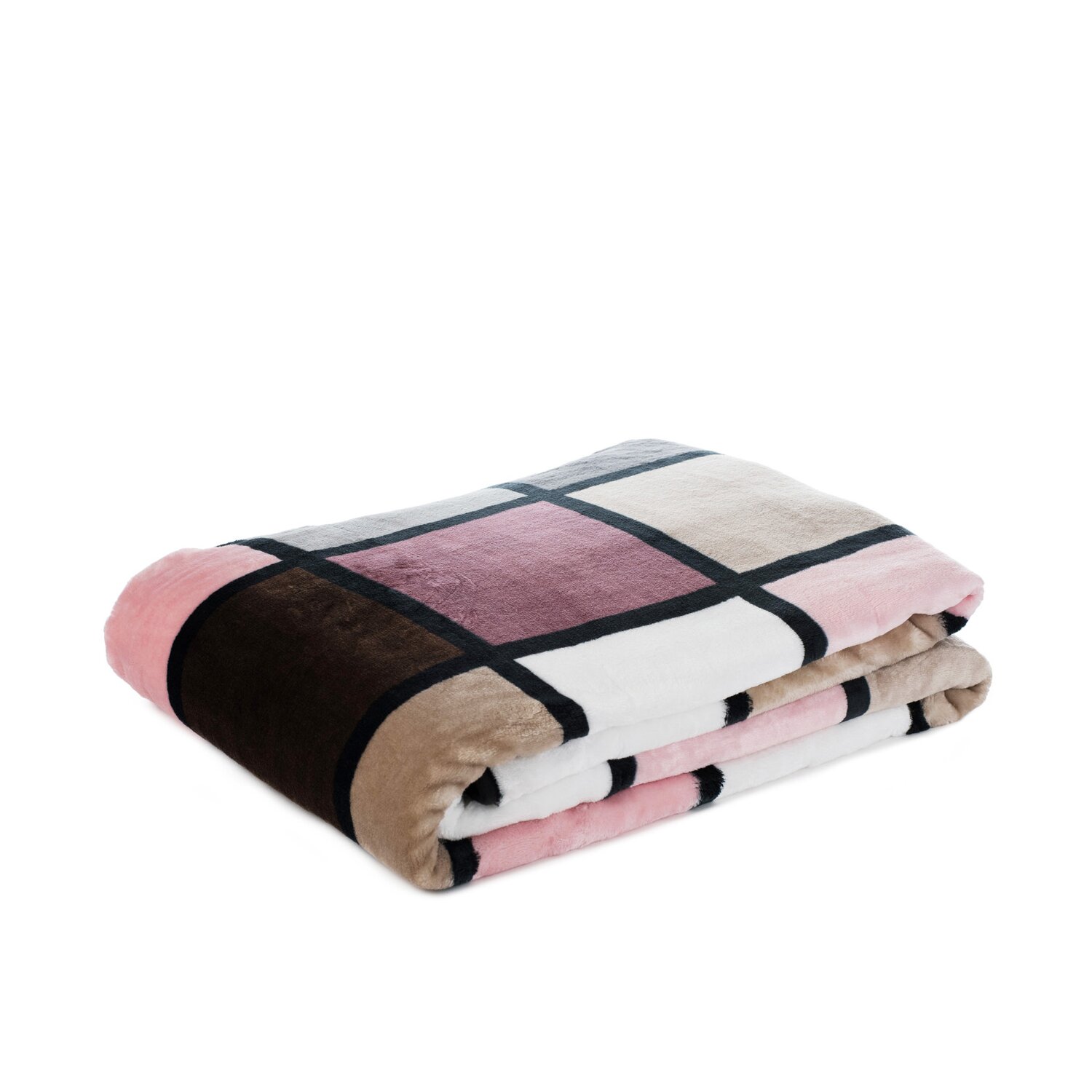 Microfaser Wohndecke mit Premium Cashmere Feeling im Karolook, ca. 150x200 cm taupe-creme-schoko