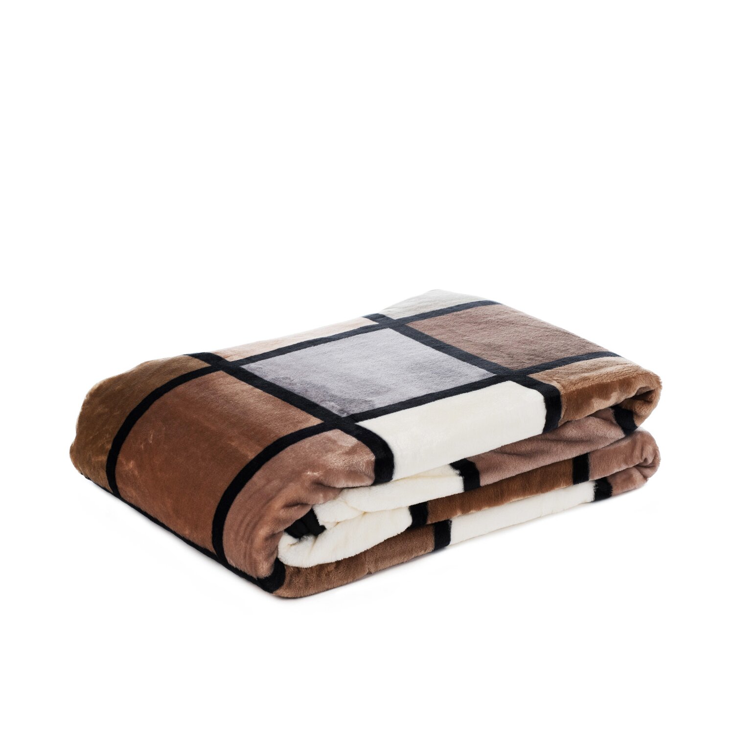 Microfaser Wohndecke mit Premium Cashmere Feeling im Karolook, ca. 150x200 cm taupe-creme-schoko