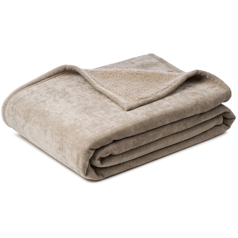 Microfaser Chenille Wendewohndecke, ca. 150x200 cm, 1 Stück stein