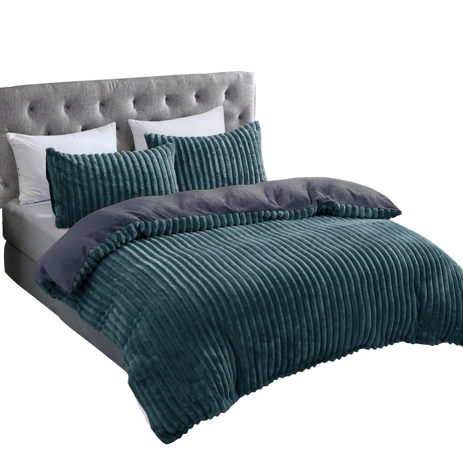 Microfaser Winterbettwäsche Cashmere Touch Cord Optik 2-teilig (ca. 80x80 cm + 135x200 cm)