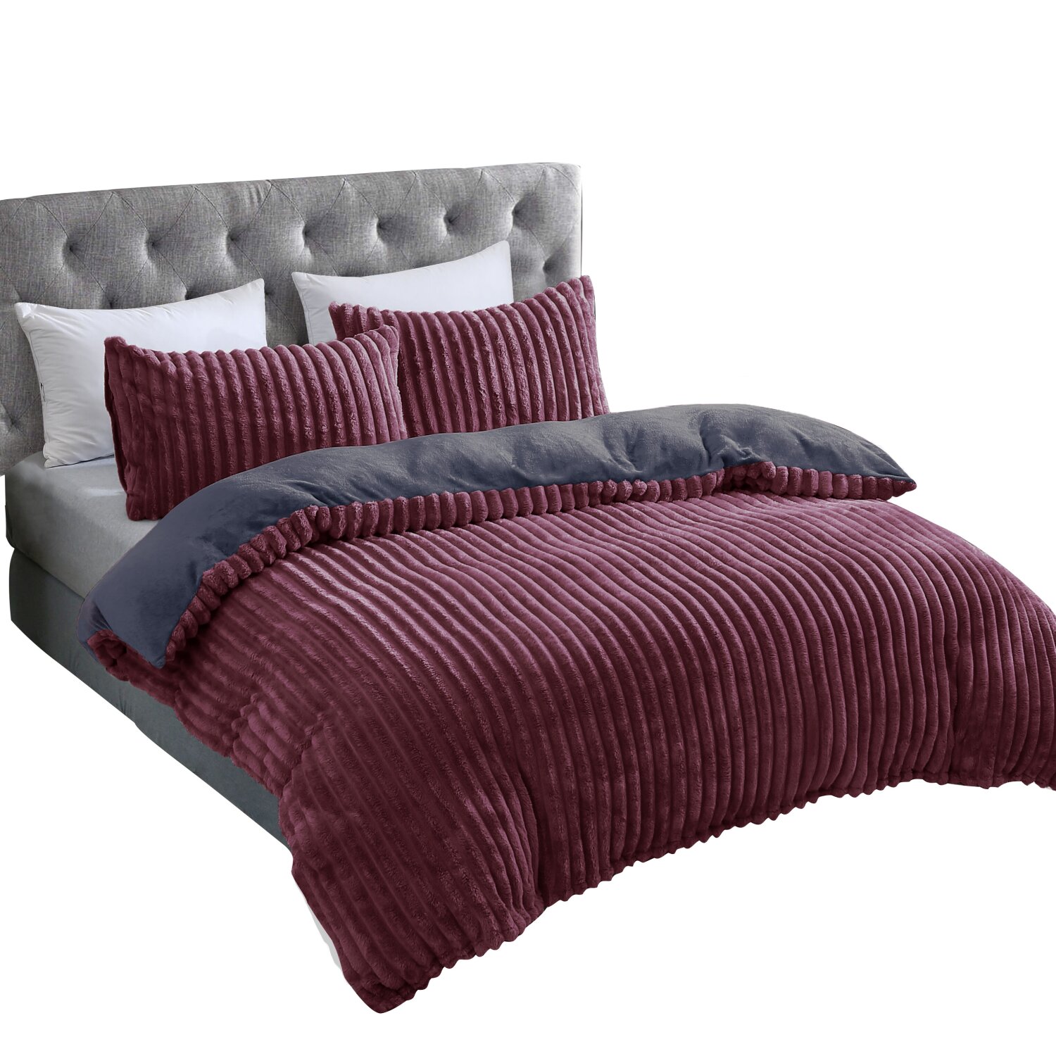 Microfaser Winterbettwäsche Cashmere Touch Cord Optik 2-teilig (ca. 80x80 cm + 135x200 cm)