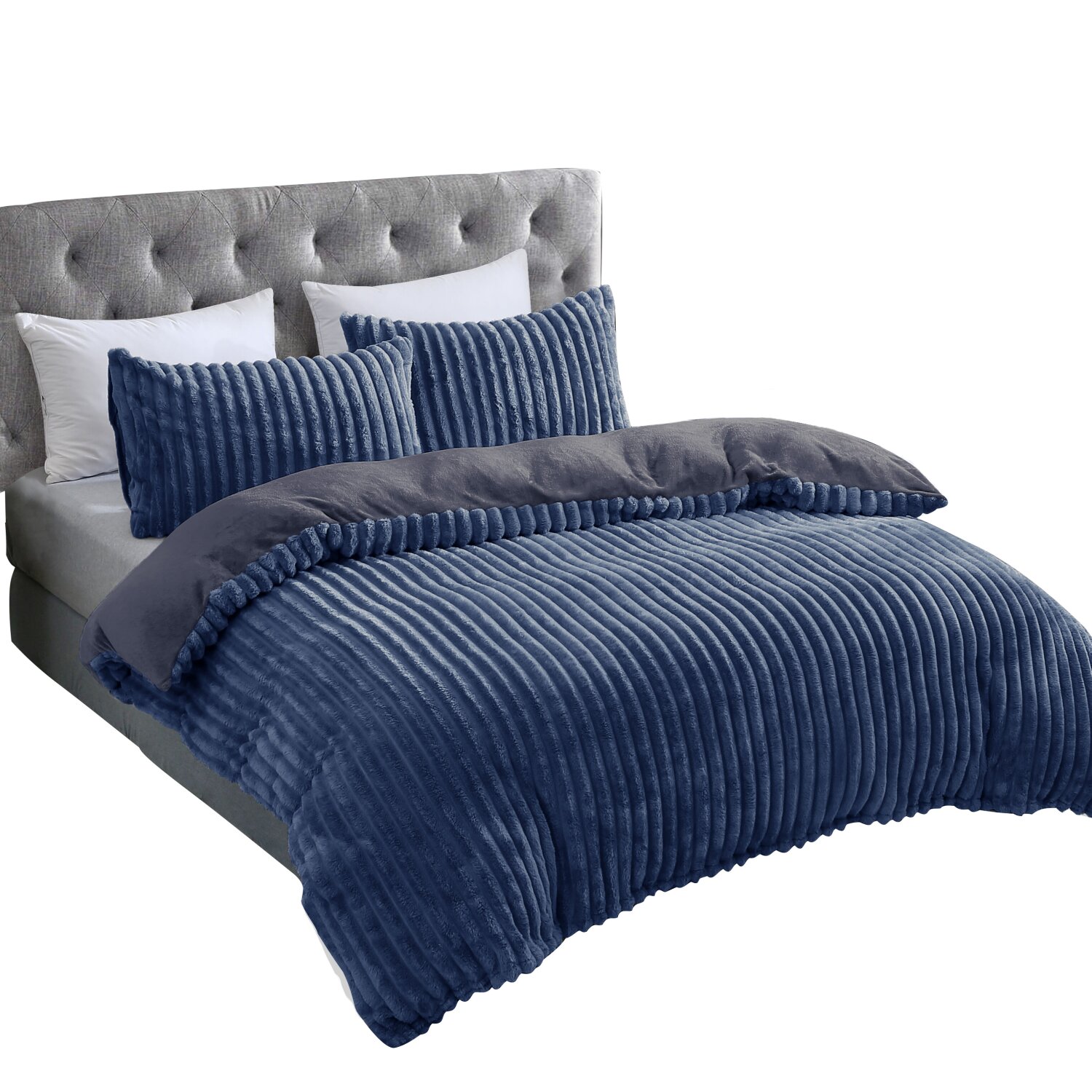 Microfaser Winterbettwäsche Cashmere Touch Cord Optik 2-teilig (ca. 80x80 cm + 135x200 cm)