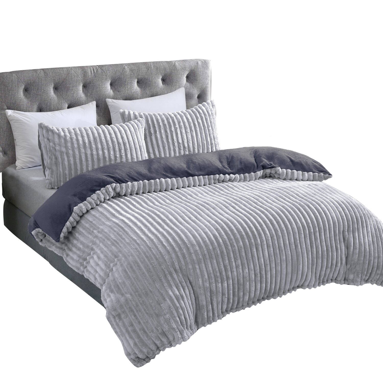 Microfaser Winterbettwäsche Cashmere Touch Cord Optik 2-teilig (ca. 80x80 cm + 135x200 cm)