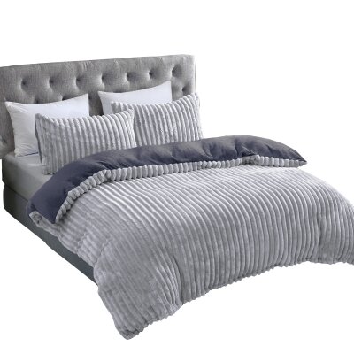 Microfaser Winterbettwäsche Cashmere Touch Cord Optik 2-teilig (ca. 80x80 cm + 135x200 cm)