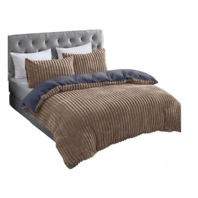 Microfaser Winterbettwäsche Cashmere Touch Cord Optik 2-teilig (ca. 80x80 cm + 135x200 cm)