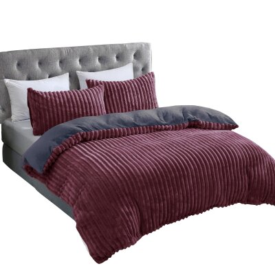 Microfaser Winterbettwäsche Cashmere Touch Cord Optik 2-teilig (ca. 80x80 cm + 135x200 cm) grau/anthrazit