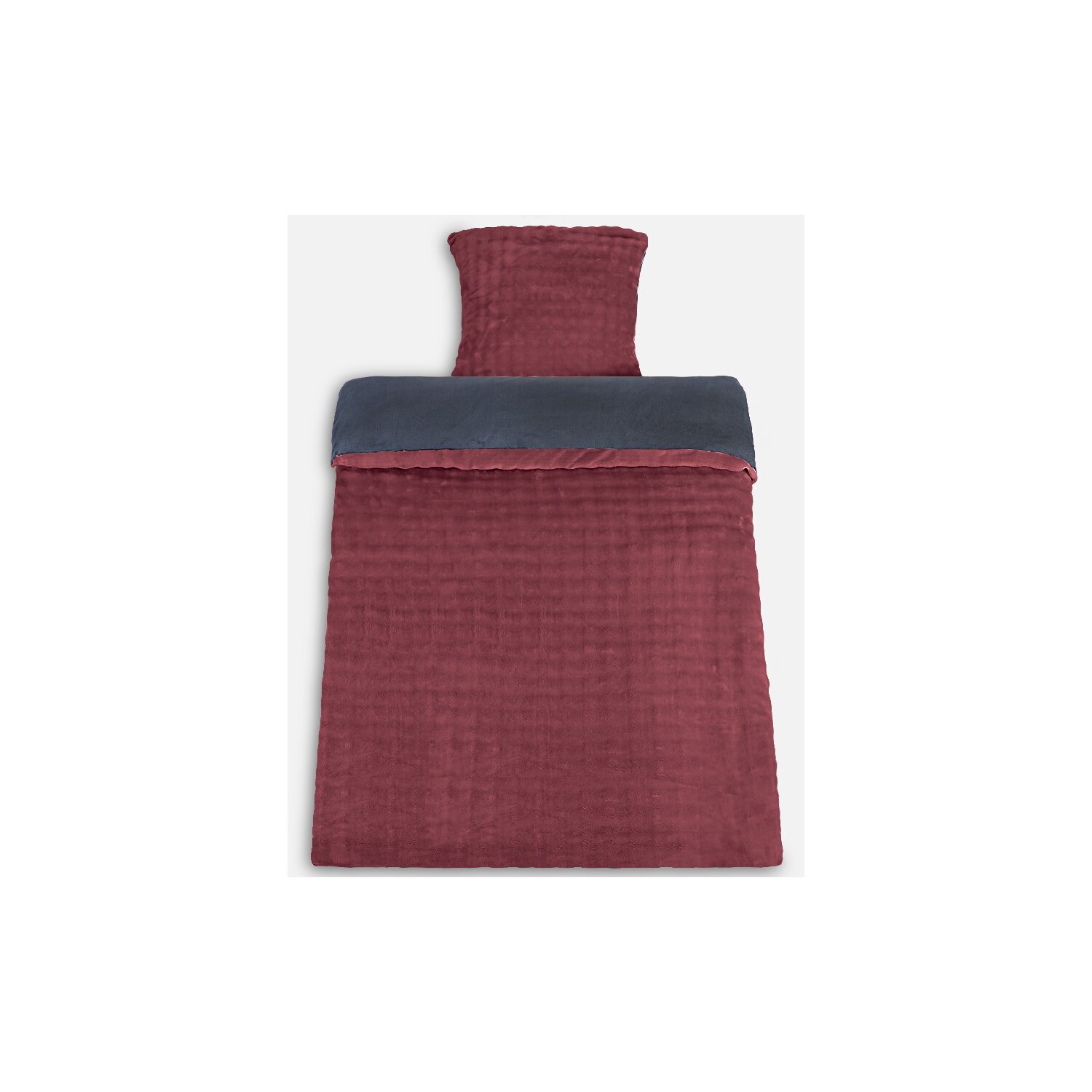 Microfaser Winterbettwäsche Cashmere Touch Karo Optik 2-teilig (ca. 80x80 cm + 135x200 cm) bordeaux/anthrazit