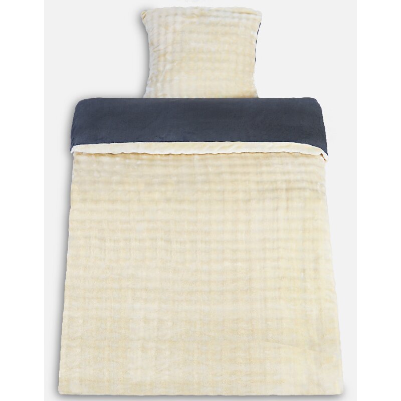 Microfaser Winterbettwäsche Cashmere Touch Karo Optik 2-teilig (ca. 80x80 cm + 135x200 cm) bordeaux/anthrazit