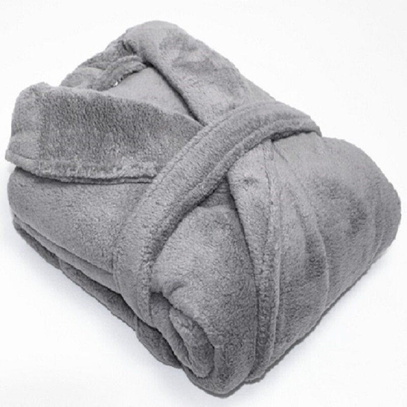 Microfaser Bademantel in Teddy-Plüsch-Qualität mit Schalkragen, 1 Stück XXL-grau